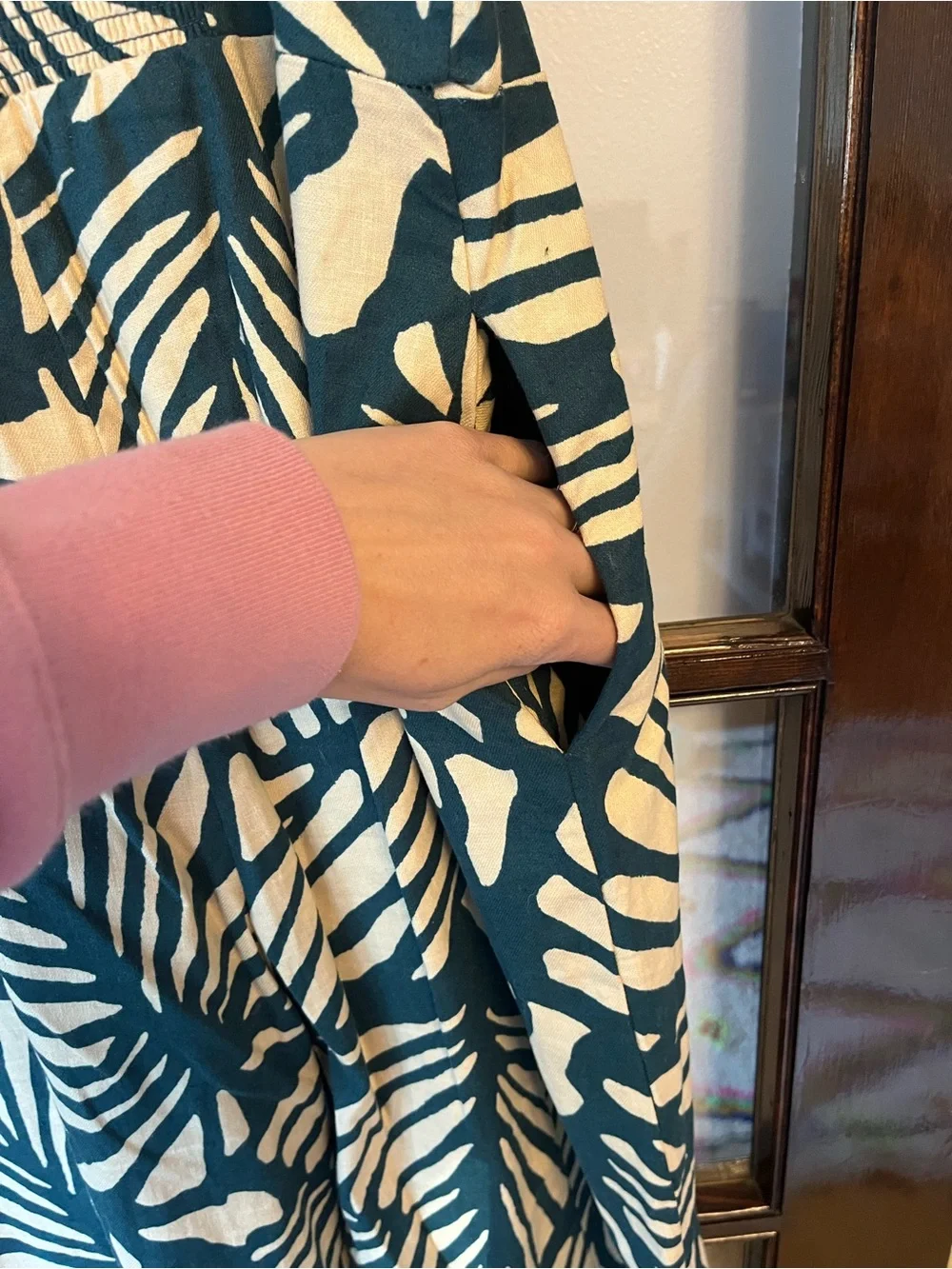 NWT! Banana Republic Wide-Leg Palm Print Jumpsuit in Green & Cream